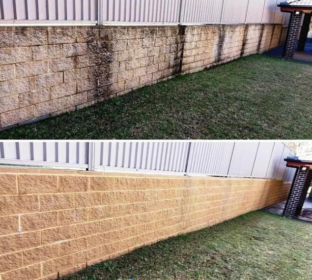 retaining wall pressure cleaning