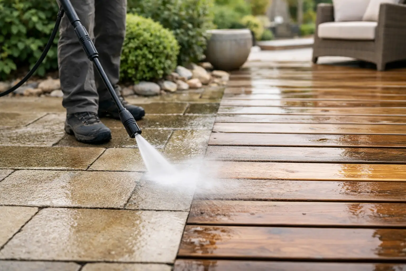 Pressure Clean Patios and Decks Without Damage